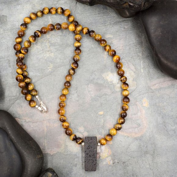 Gold Tiger Eye Aromatherapy Necklace - Picture 1 of 1